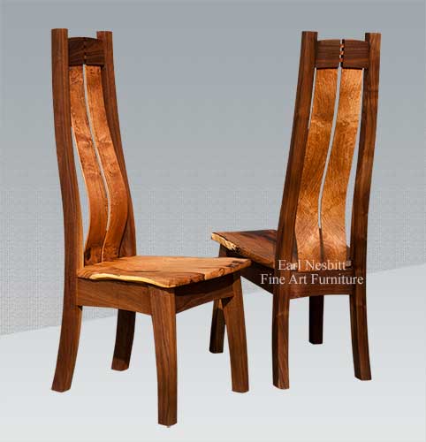 custom made live edge chair with hand fit mortise and tenon joinery